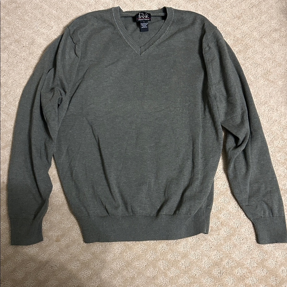 Jos. A. Bank Green V-Neck Men's Sweater, Large